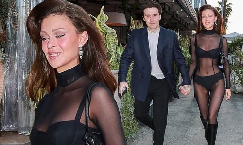 Nicola Peltz makes jaws drop as she flaunts her VERY svelte figure in a see-through catsuit for date night in LA with Brooklyn Beckham