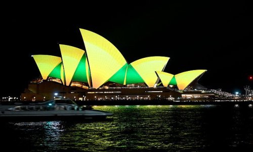 Sydney Opera House is lit up in green and gold as Australia wakes up to cheer on Socceroos ahead of historic World Cup clash with Argentina