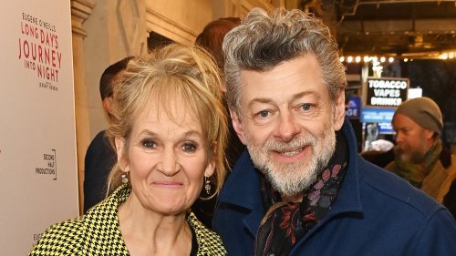 Andy Serkis, 58, and his wife Lorraine Ashbourne, 62, make rare joint appearance as they attend Long...