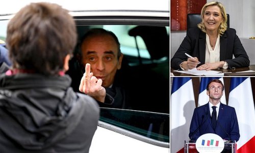 Far-right French presidential hopeful Eric Zemmour flips off opponent
