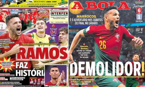 Portugal's papers completely IGNORE sulking Cristiano Ronaldo after his latest strop in their demolition of Switzerland at the World Cup... but rave about the new generation led by Goncalo Ramos
