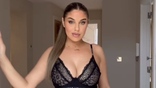 Love Island's Anna Vakili shows off the results of her recent surgery in a lace bra after correcting...
