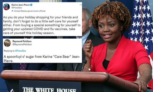 Call that 'self-care?' White House Press Secretary Karine Jean-Pierre is mocked for suggesting Americans treat themselves to a COVID VACCINE while Christmas shopping