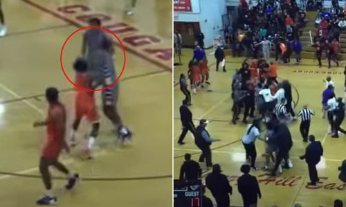 High School Basketball Player Punches Rival In The Face Mid Game Sparking Brawl Between The Two 