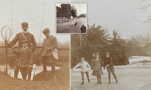 Brothers before they were Kings: Never-before-seen photos of Edward VIII aged 11 and nine-year-old George VI fishing, skating, shooting and playing golf at Sandringham are revealed 117 years later