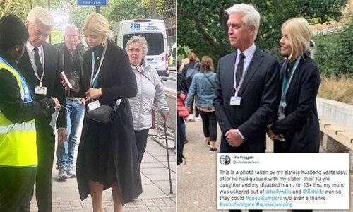 Holly Willoughby and Phillip Schofield's aides 'ushered wheelchair user out the way to skip Queen queue': Disabled woman's family say she waited for 13 HOURS before being moved aside for presenters who were 'not on official guest list'
