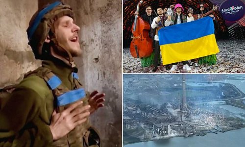 Ukrainian soldier trapped in tunnels of Azovstal gives rousing rendition of country's Eurovision winning song as Russian bombs rain down on besieged Mariupol steelworks
