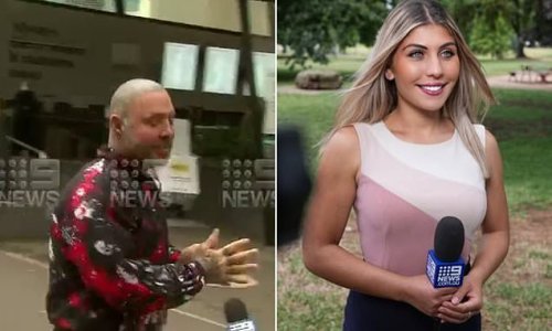Vile moment ex-bikie boss Toby Mitchell abuses a TV reporter as he rocks up to hospital in a designer silk shirt to visit fellow former Mongol 'The Punisher' – who was shot four times in the chest