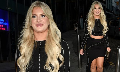 Love Island's Liberty Poole flashes her legs in a black mullet skirt ...