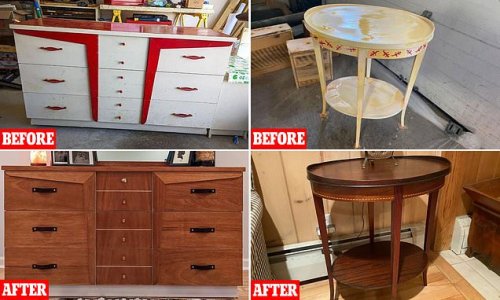 Back in shape! Collectors share snaps of beautiful antique furniture which has been restored to its original glory - including an art deco sideboard