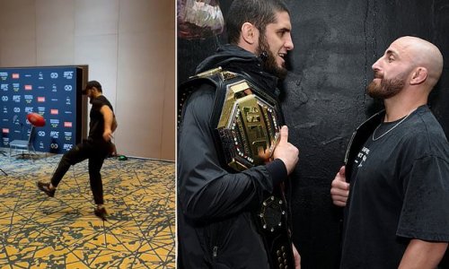 From the UFC to the MCG! Islam Makhachev shows off his SERIOUSLY impressive footy skills ahead of lightweight champion's first title defence against Alex Volkanovski