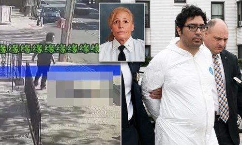 Horrific moment maniac knocks hero EMT, 61, off her feet and stabs her to death with a steak knife in brutal daylight attack in Queens: Man, 34, with history of schizophrenia is charged with murder