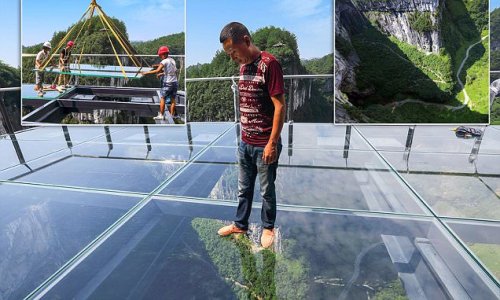 Glass viewing platform to open 820 feet above China's Wulong National Geological Park