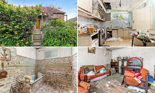 Dramatic photos reveal the derelict state of a deceased estate for sale in trendy suburb - complete with rotary-dial telephone and abandoned Champagne glasses on top of a piano