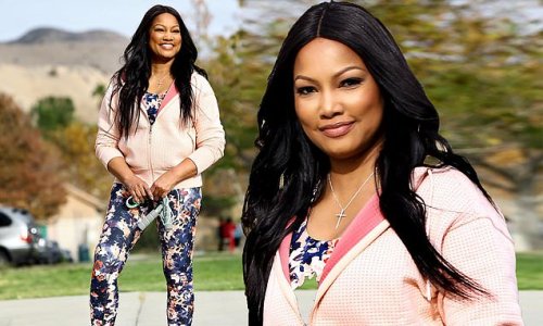 Garcelle Beauvais wears sports bra and leggings to work out at LA park
