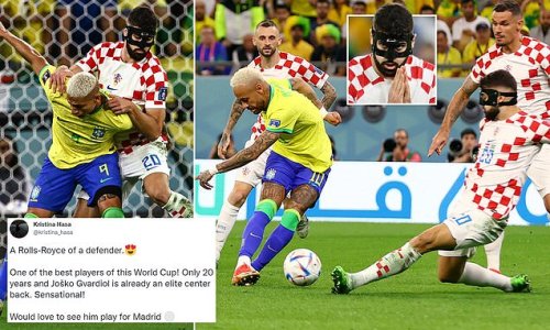 'A Rolls-Royce of a defender!': Social media raves about Croatia defender Josko Gvardiol after his colossal display to frustrate Brazil in World Cup quarter-final as they hail the RB Leipzig star as 'the real deal'