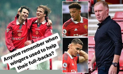 'Anyone remember when wingers used to HELP their full-backs?': Paul Scholes slams Man United wide-men Sancho and Antony for abandoning Dalot and Malacia as Man City tore them apart