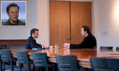 EU've got to be joking! Elon has surprise meeting with Macron in New Orleans - as French President ominously warns Twitter boss to 'comply with European free speech regulations'
