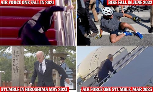 It happened again! 80-year-old Biden's latest fall on stage in Colorado is another in a string of battles the oldest president in history has had with balance - just as he begins his SECOND White House run