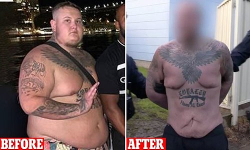Accused Alameddine associate shows off his extraordinary weight loss as cops drag him out of his house in his footy shorts during crime network blitz