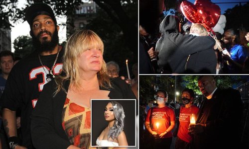 Mother of young mom shot dead on NYC's Upper East Side says her '20-year-old with an 800 credit score' daughter 'deserved better' from police who 'ignored her domestic violence calls' as grieving family and friends mourn at vigil