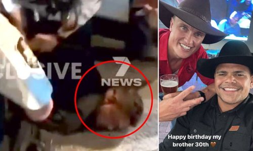 Confronting footage emerges of footy star Latrell Mitchell crying out in pain during 'brutal' arrest after late-night punch up with mate Jack Wighton - but witnesses claim they were 'just mucking around'
