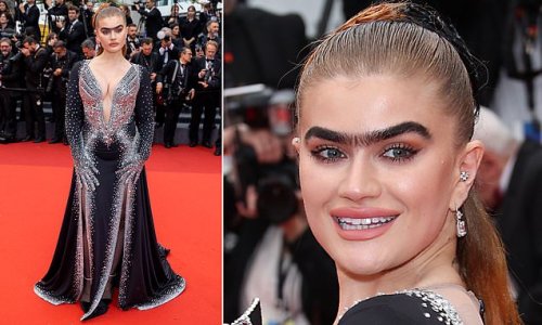 Brow Down! Unibrow Model Sophia Hadjipanteli Dazzles In Rhinestone Gown ...