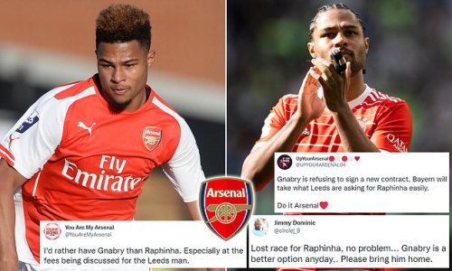 'Bring him home!': Arsenal fans move on swiftly after Chelsea gatecrash bid to sign Raphinha by urging the Gunners to re-sign 'better option' Serge Gnabry from Bayern Munich