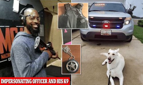 Maryland man pretended to be a police officer for 15 YEARS with fake badge, real gun and trained 'bite dog': Ruse fell apart when he tried to detain pair of restaurant patrons over bill dispute