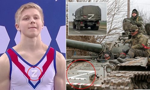 Russian gymnast is banned from competing for a year after wearing 'Z' war symbol while collecting World Cup medal alongside his Ukrainian rival