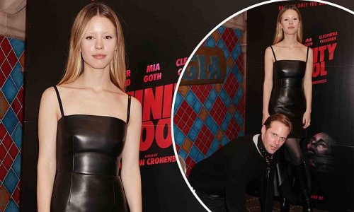 Mia Goth Turns Heads In Black Leather Dress As Co Star Alexander    Medium 