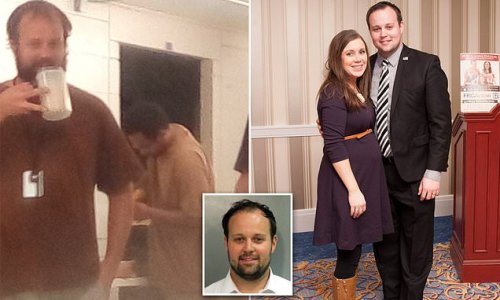 PICTURE EXCLUSIVE: Child porn pervert Josh Duggar looks scruffy and unkempt while mingling with fellow inmates as he is seen behind bars for the first time in new prison photo