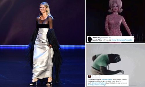 Gwyneth Paltrow's onstage walk at the Primetime Emmys sparks a barrage of hilarious memes