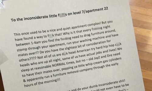 Fed-up tenant types furious letter to neighbours