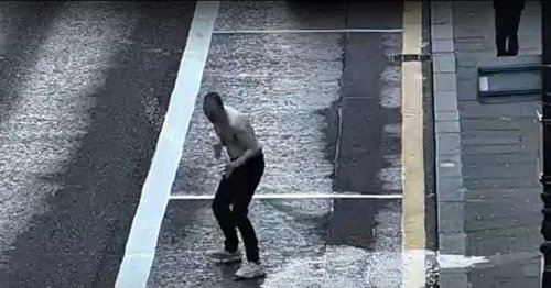 CCTV captures topless man shadow boxing in street after knocking out ...