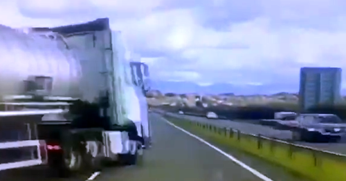 Dramatic video shows hair-raising moment tanker topples over on A55