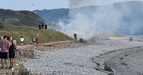 Live: Fire breaks out at North Wales beach