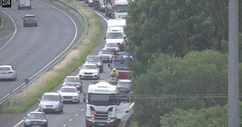 Traffic queues on A55 after crash as drivers urged to 'proceed with care' - live