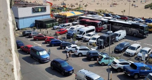 Dozens of vehicles blocked in by coaches after taking their spots in Barmouth beach car park