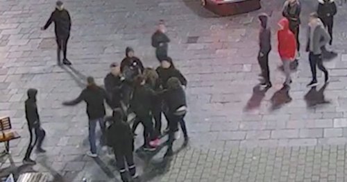 CCTV captures moment off-duty police woman single-handedly breaks up street brawl