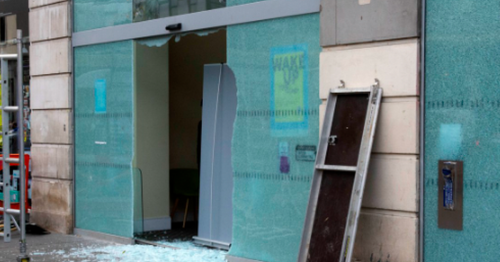 Glasgow bank smashed open by thugs as cops launch probe