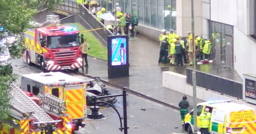 Child rushed to hospital after horror fireball crash on Glasgow street with four others injured
