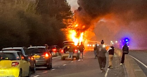 Horror as terrified Scots passengers 'flee' bus moments before it goes up in flames