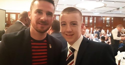 Rangers fan named 'Barry Ferguson' by Ibrox-daft dad cheering on team from Seville