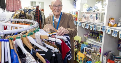 Scots OAP, 100, takes two buses and walks 20 minutes to volunteer at charity shop