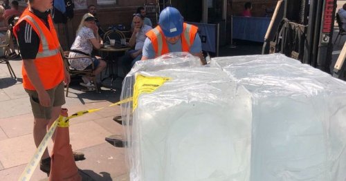 Scots confused after two giant ice blocks dumped on Glasgow street