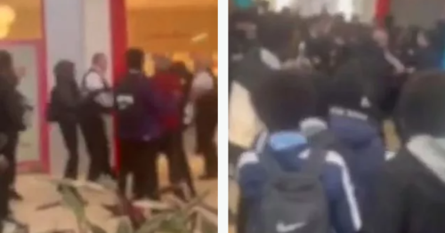 Chaos as 300 kids storm shopping centre- clashing with police and security