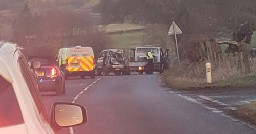 Driver rushed to hospital after crash on major Scots road leaves car mangled wreck