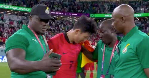 Ghana coach takes 'ruthless' selfie with Son while star is in tears after defeat