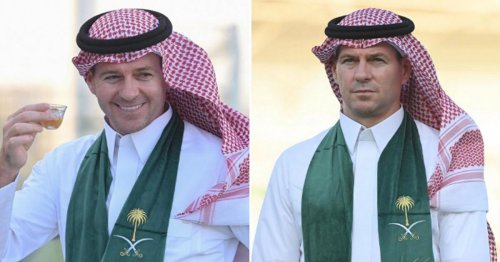 Fans say Steven Gerrard has 'sold his soul' after posing for Saudi National Day